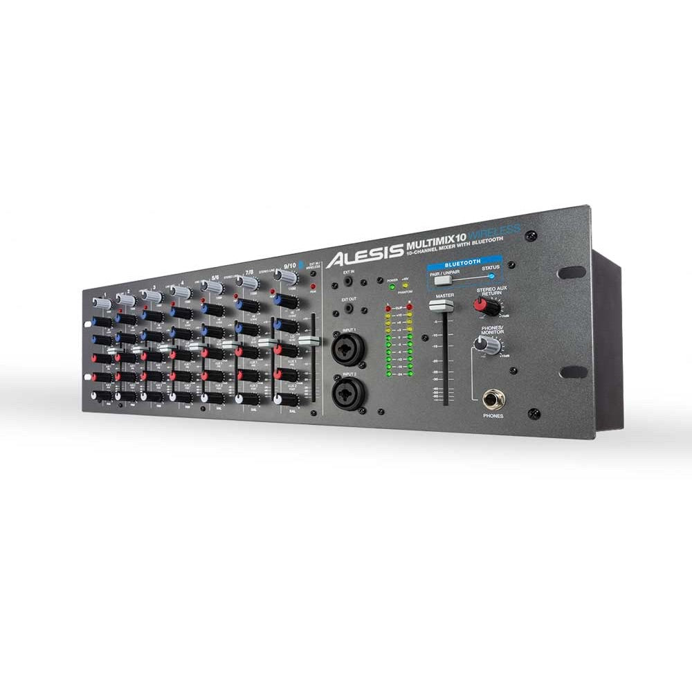 Alesis MultiMix 10 Wireless - 10-Channel Bluetooth Rackmount Mixer, angle