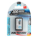 Piles Rechargeables ANSMANN 9V - Lot De 2 - 300 MAh - Faible Autodécharge - Pour Détecteur De Fumée, Jouets, Radio - 3