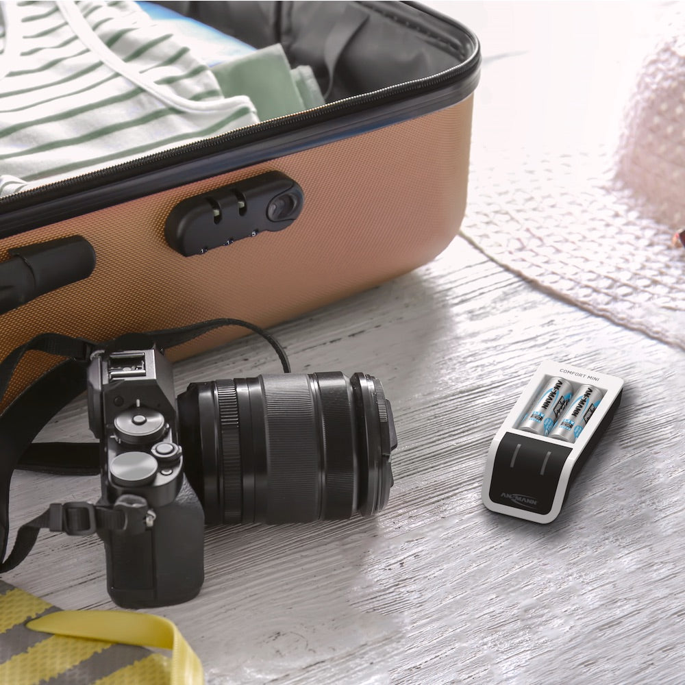 Ansmann Comfort Mini - USB Input Desktop Battery Charger, packs easy for travel