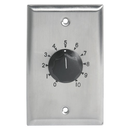 Atlas Sound AT10 10W Single Gang Stainless Steel Commercial Attenuator face plate