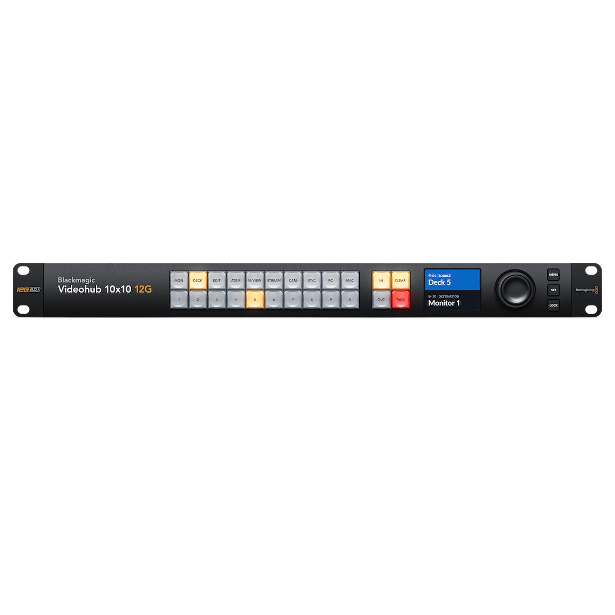 Blackmagic Design Videohub 10x10 12G - 12G-SDI Video Router, front labels