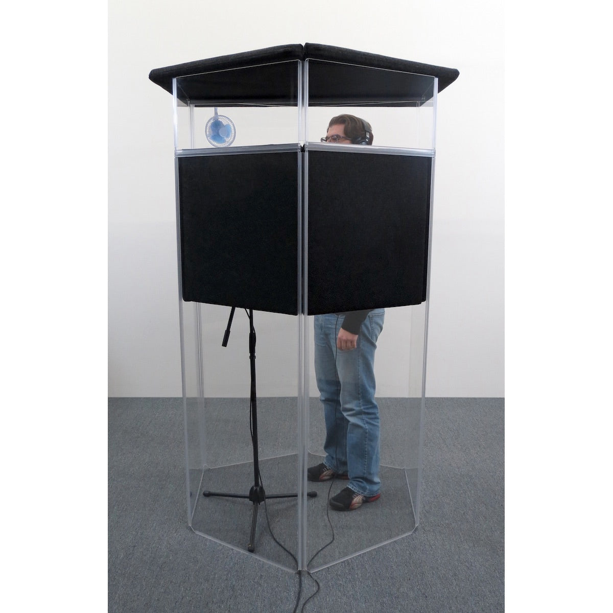 ClearSonic IPG - IsoPac G Vocal Isolation Booth Package, with person