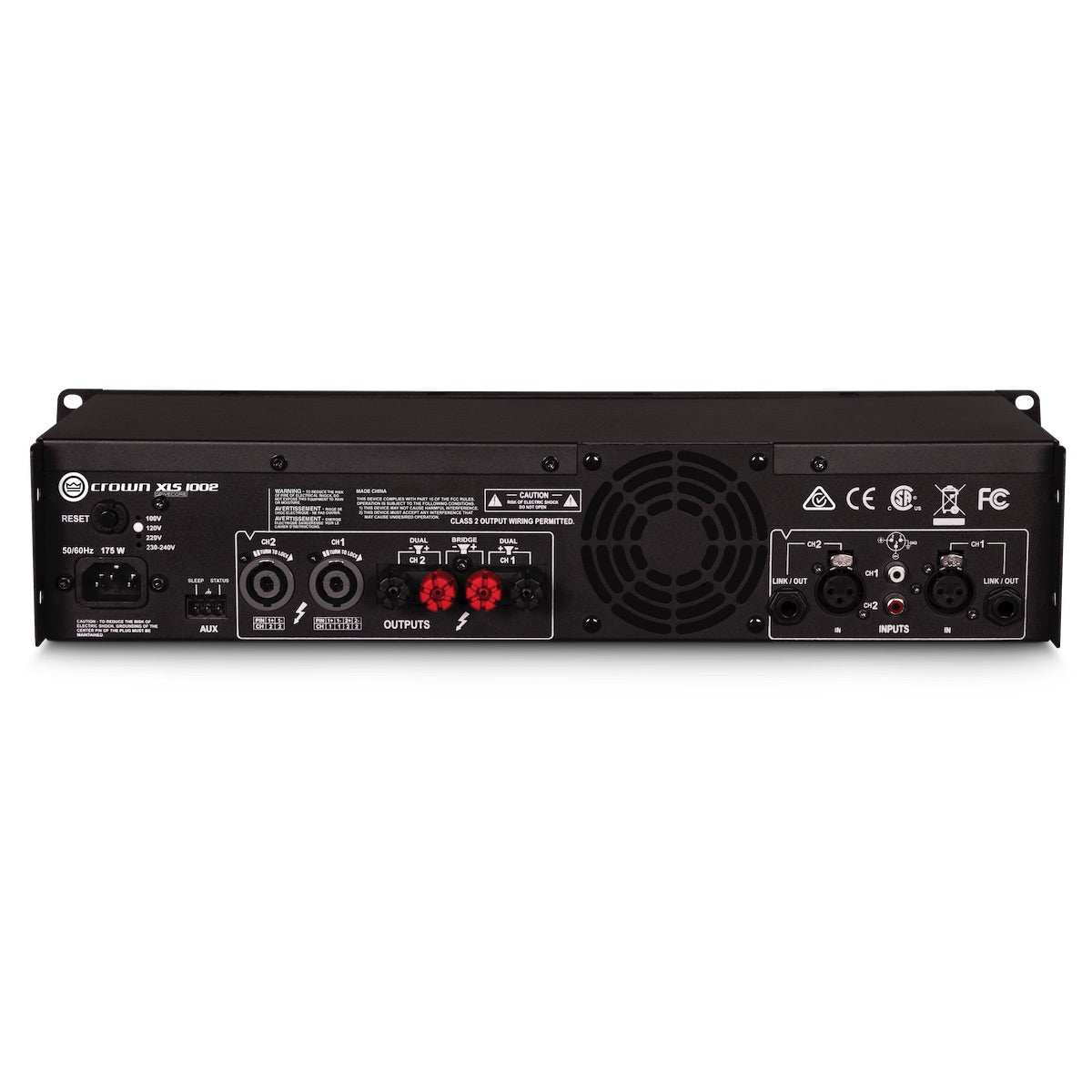Crown XLS 1002 DriveCore 2 - Two-channel, 350W Power Amplifier, rear