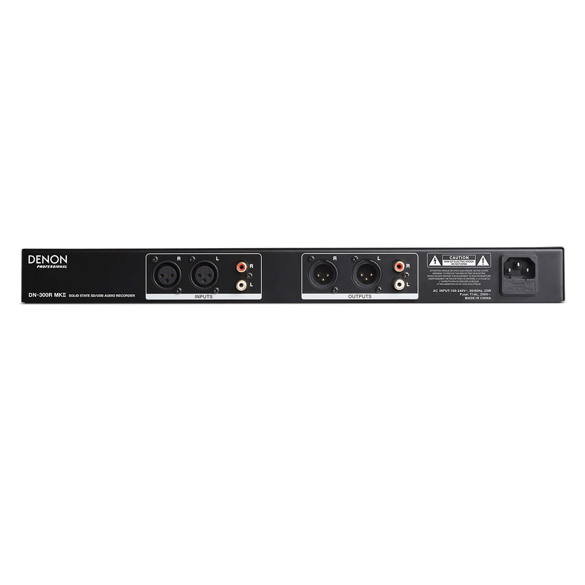 Denon DN-300R MKII Solid-State SD/USB Audio Recorder with XLR Outputs, rear