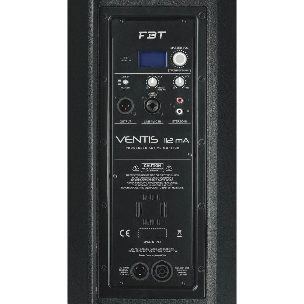 FBT Ventis 112MA - 700W+200W 2-way Processed Active Monitor, rear control panel
