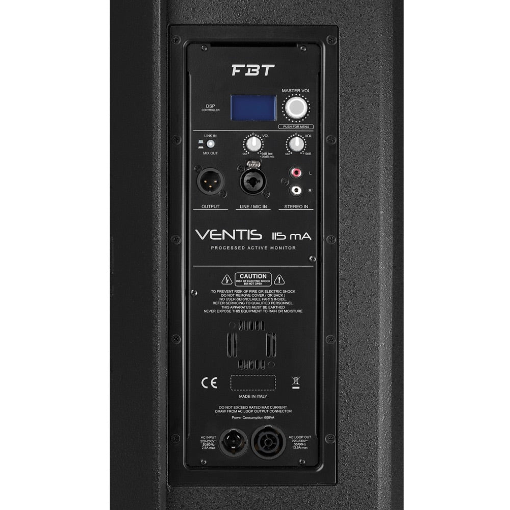FBT Ventis 115MA - 700W+200W 2-way Processed Active Monitor, rear control panel