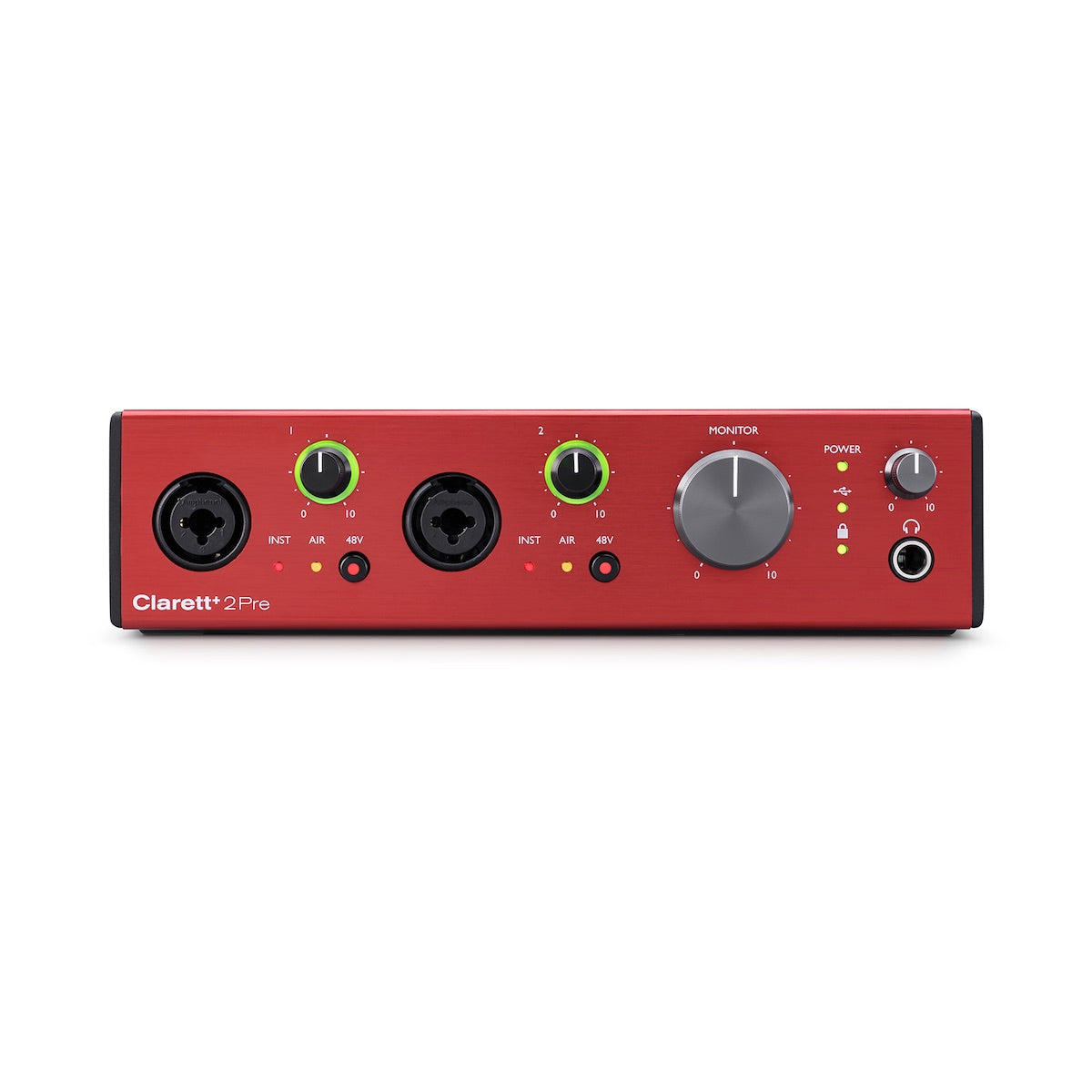 Focusrite Clarett+ 2Pre - USB-C Audio Interface with 10-in/4-out, front