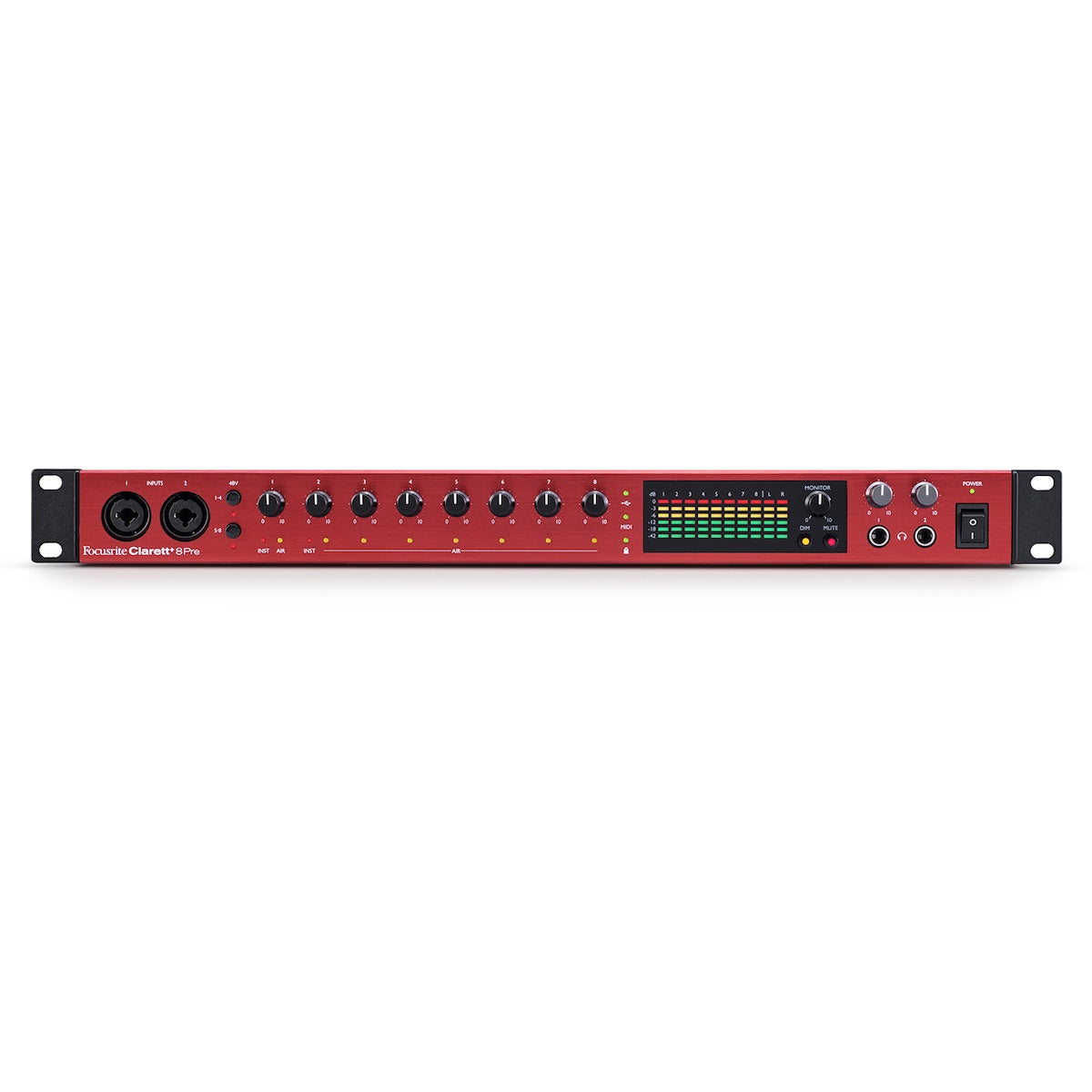 Focusrite Clarett+ 8Pre - USB-C Audio Interface with 18-in/20-out, front
