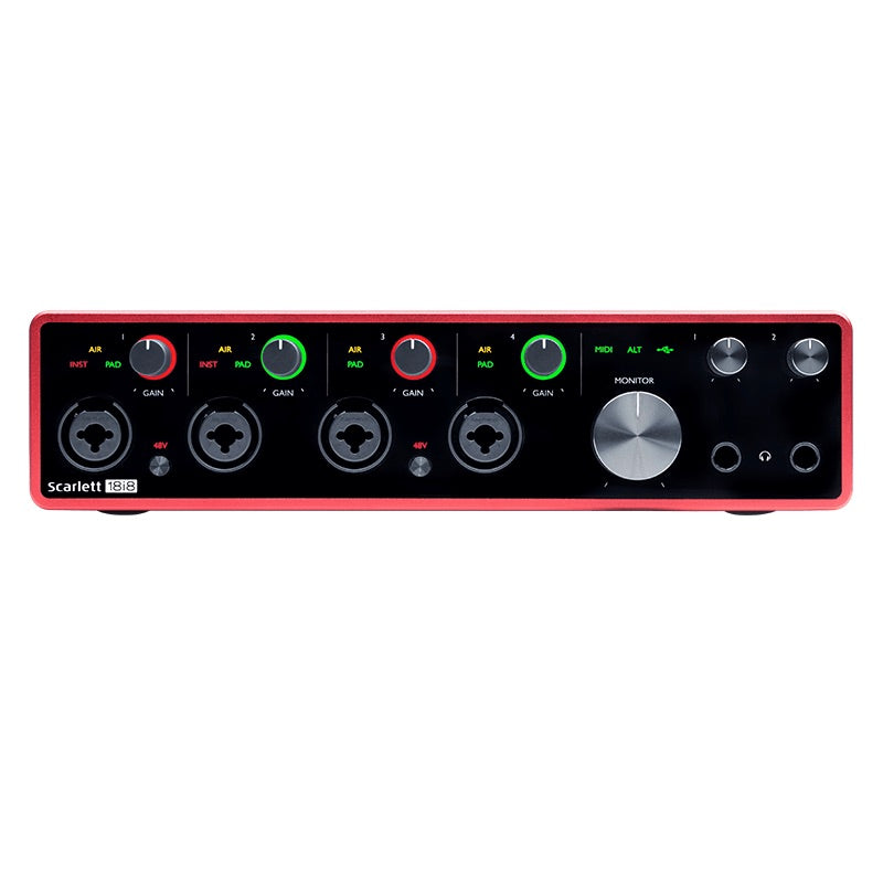 Focusrite Scarlett 18i8 - USB 2.0 Audio Interface with 18-in/8-out (3rd Gen), front