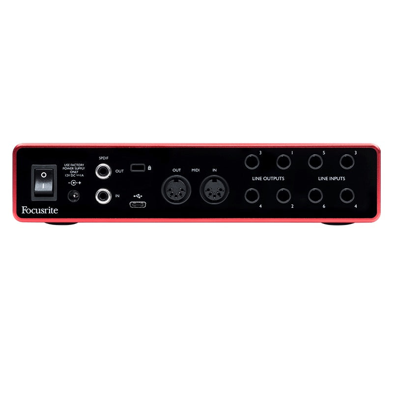 Focusrite Scarlett 8i6 - USB 2.0 Audio Interface with 8-in/6-out (3rd Gen), rear
