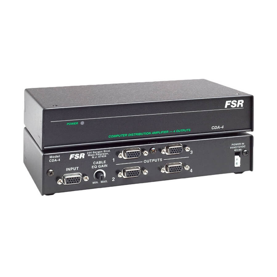 FSR CDA-4 Computer Video Distribution Amplifier, front and rear views