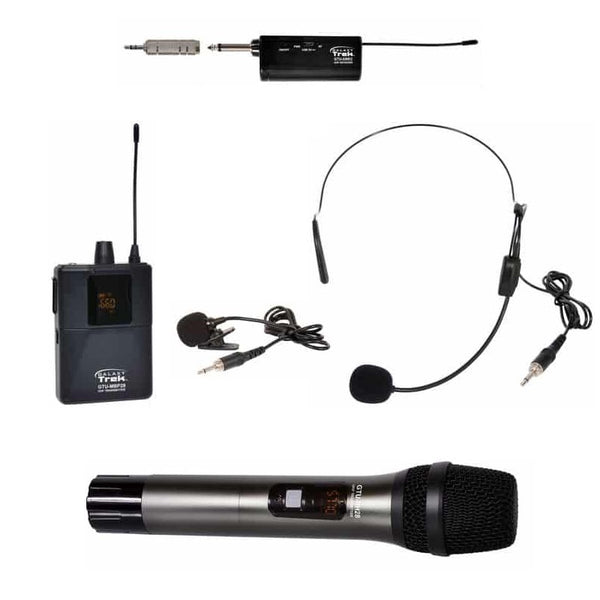 Galaxy Audio GTU - UHF Dual Channel Portable Wireless Mic System components