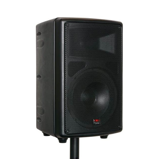 Galaxy Audio TQ8X - Rechargeable Portable PA Speaker System, right view stand mounted