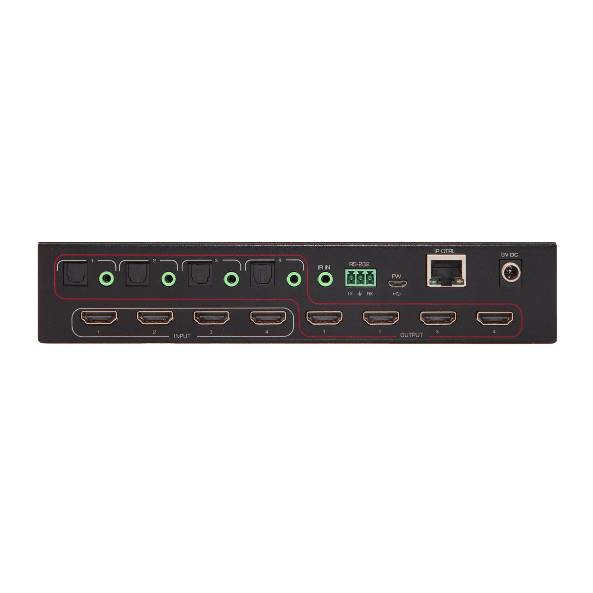 Hall Technologies HSM-44-UHD - 4K 4x4 Matrix Video Switcher, rear