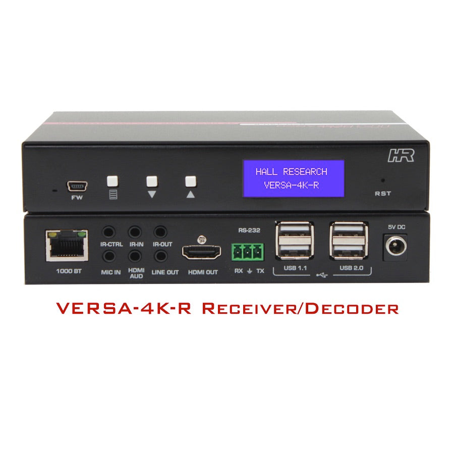 Hall Technologies FHD264-R - AV over IP Receiver/Decoder, front and rear views