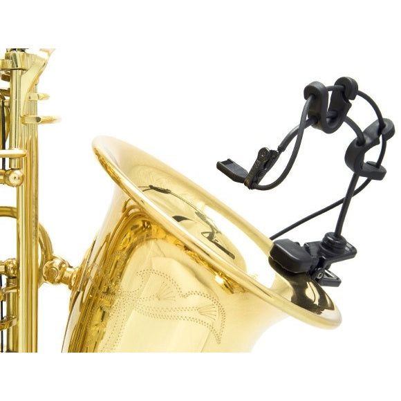 Countryman I2 Saxophone and Brass Microphone Kit - Low Profile Mount shown on a saxophone