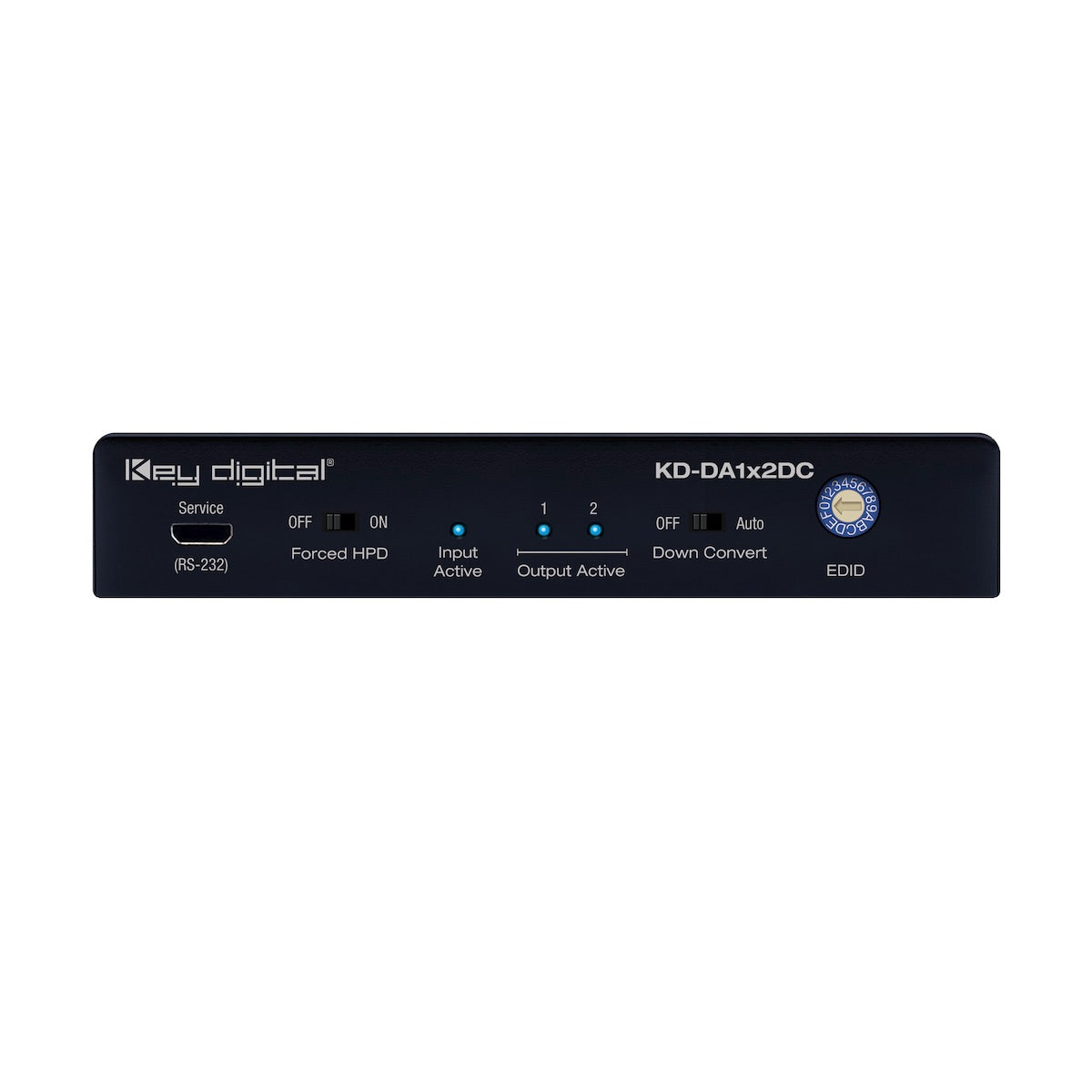 Key Digital KD-DA1x2DC - 1x2 4K/18G HDMI Distribution Amplifier, front