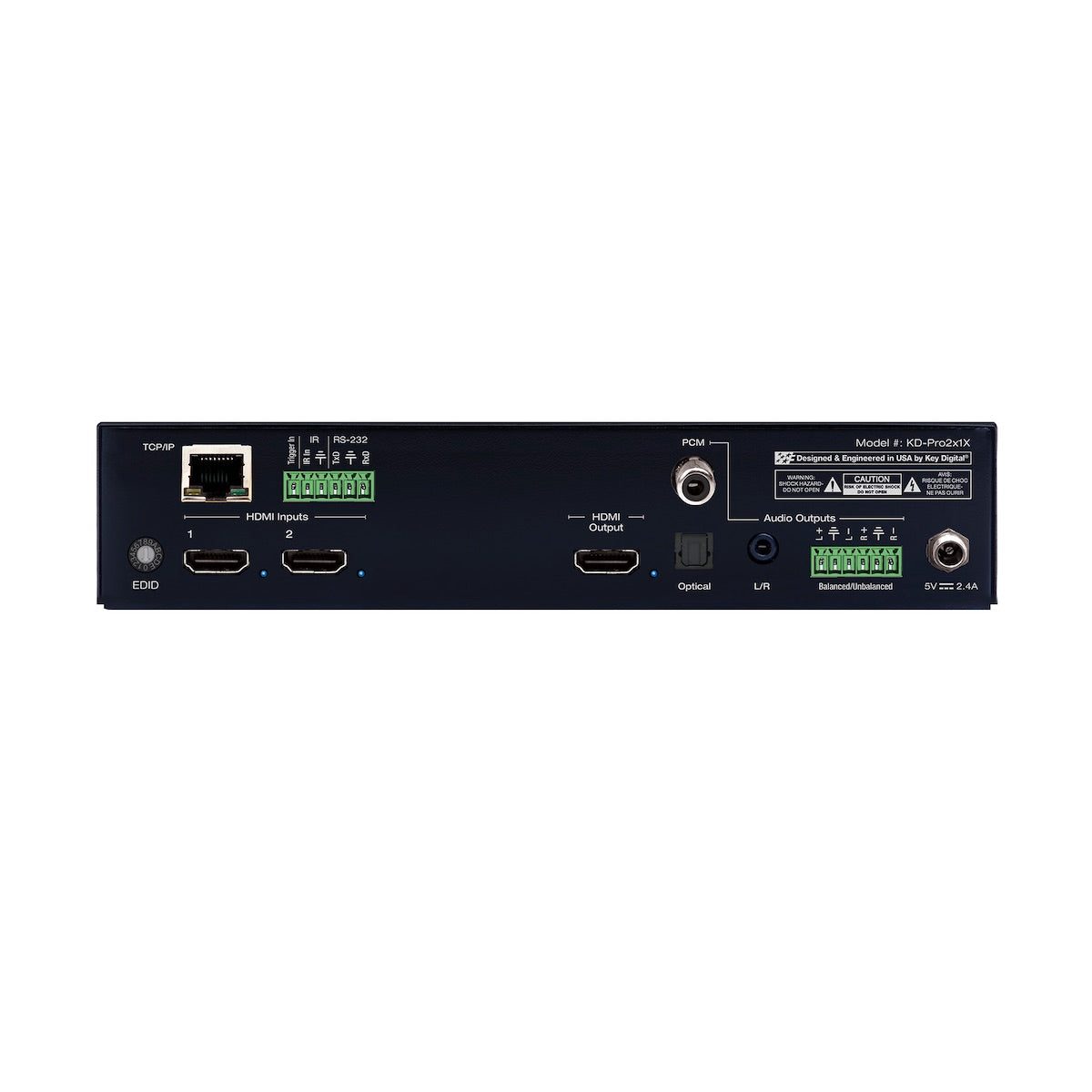 Key Digital KD-Pro2x1X - 2x1 4K/18G HDMI Switcher, rear