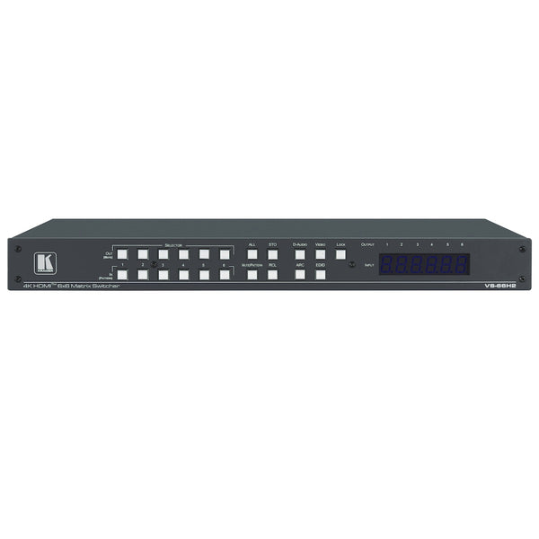 Kramer VS-66H2 - 6x6 4K HDMI Matrix Switcher with Digital Audio Routing, front