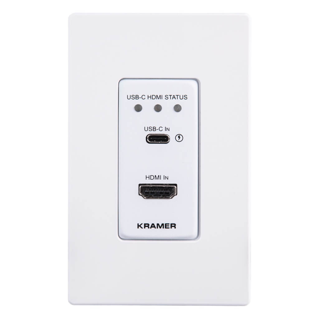 Kramer WP-20CT 4K HDMI/USB-C Wall-Plate Switcher/Transmitter over HDBaseT, white front
