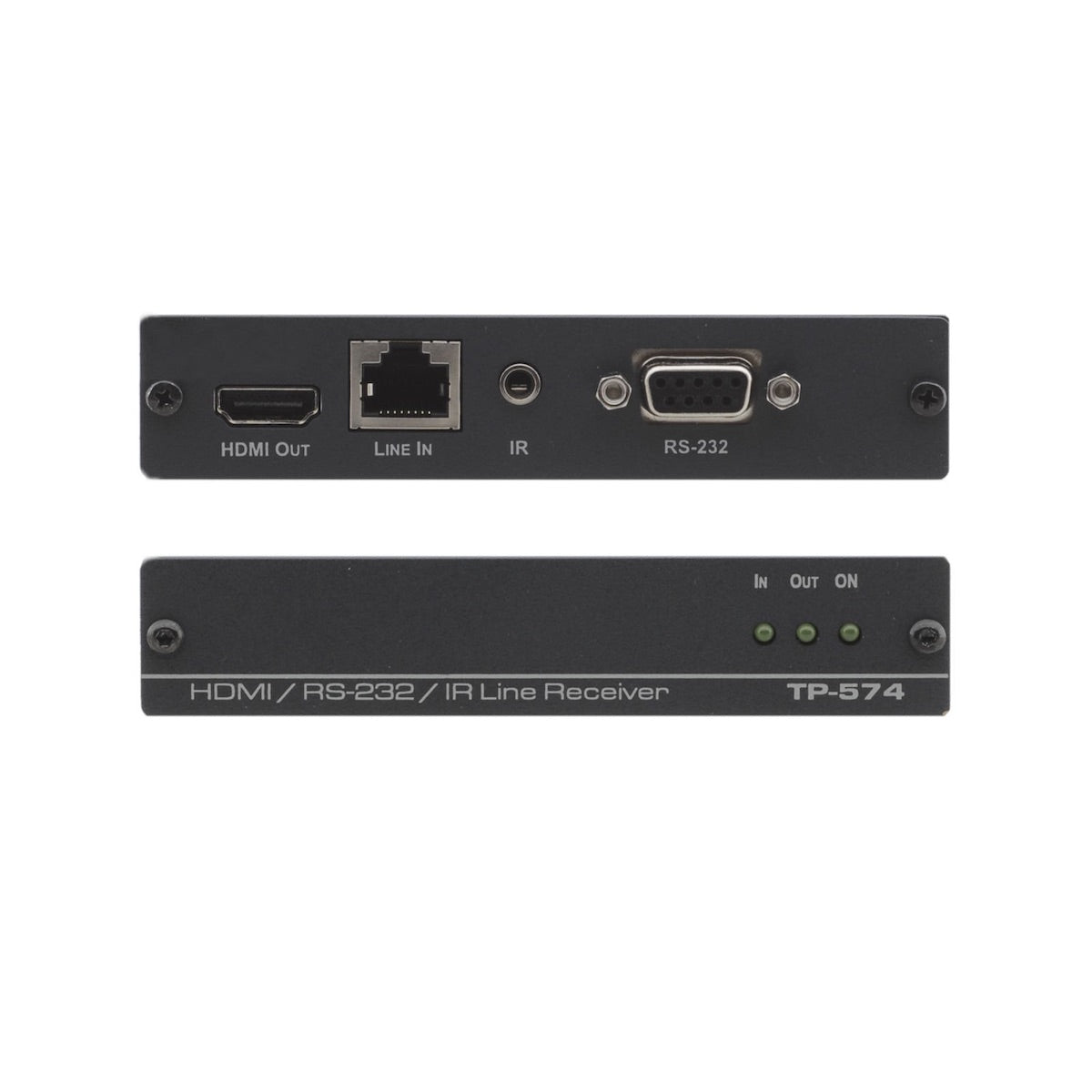 Kramer TP-574 - HDMI, RS-232 & IR over Twisted Pair Receiver, front and rear views