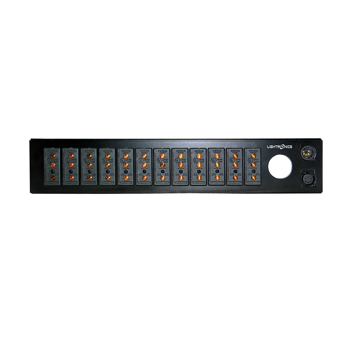 Lightronics RE121L Rack Mount Dimmer, RE Series, rear Stagepin Outlet Panel