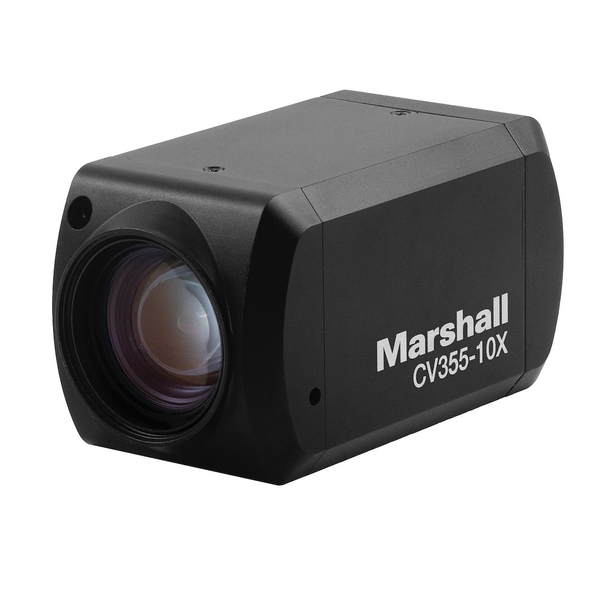 Marshall CV355-10X - Compact HD Video Camera with 3GSDI/HDMI outputs and 10x Optical Zoom, left angled view