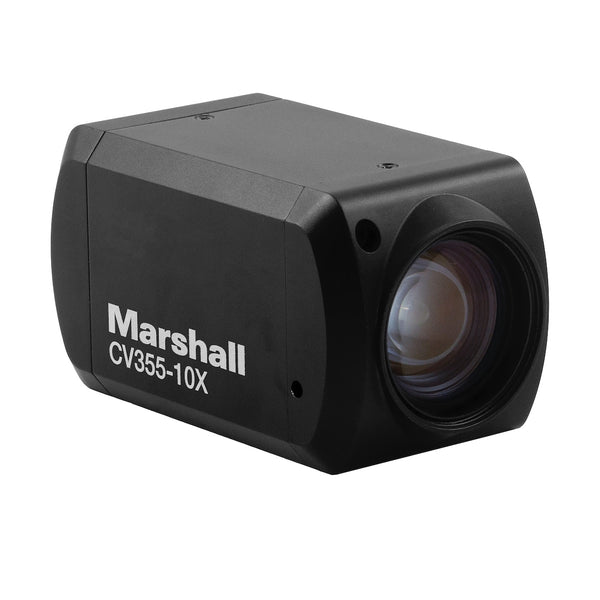 Marshall CV355-10X - Compact HD Video Camera with 3GSDI/HDMI outputs and 10x Optical Zoom, right angled view