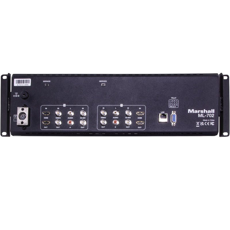 Marshall ML-702 - Dual 7" HD Rack Monitor with 3G-SDI & HDMI Inputs, rear