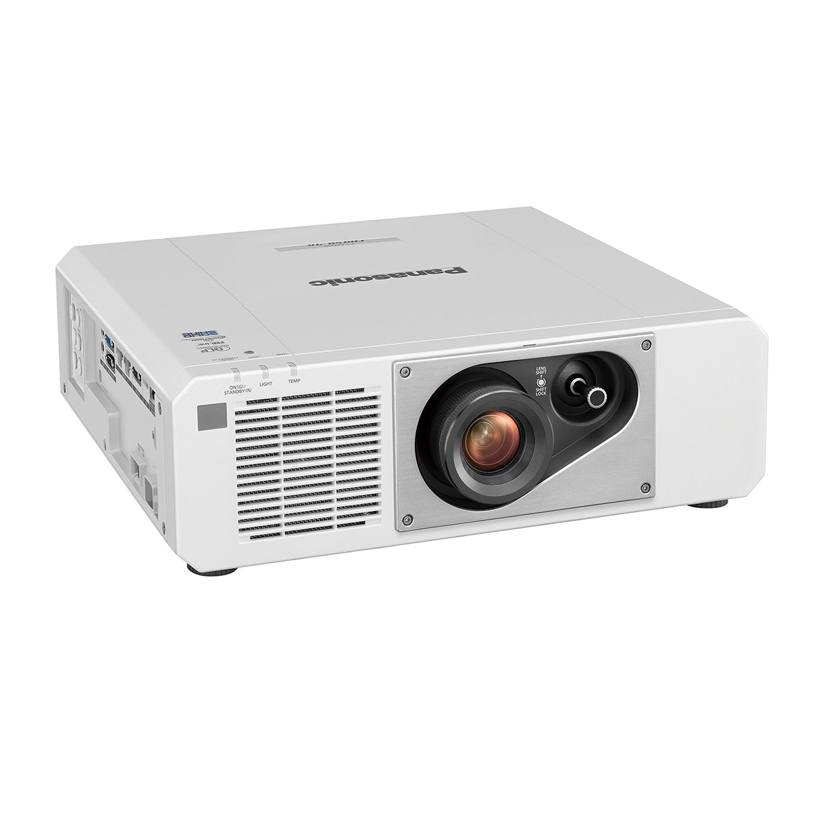 Panasonic PT-FRQ50 - 1-Chip DLP 4K Laser Projector, white, angled right