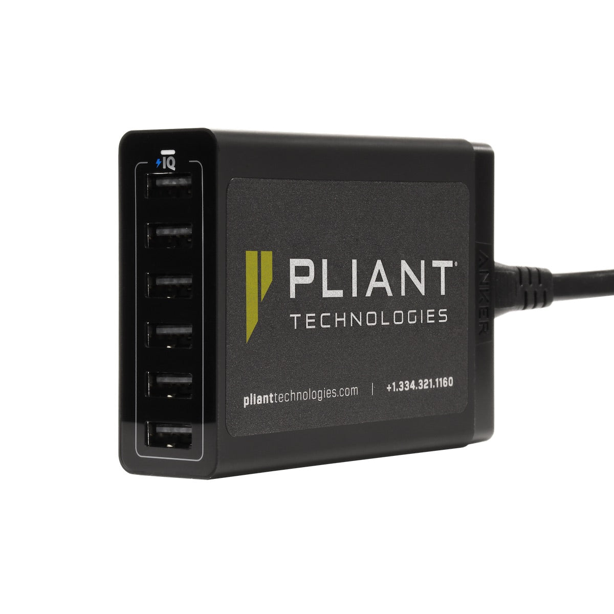 Pliant Technologies PAC-USB6-CHG 6-Port USB Charger for Wireless Packs, angled side view