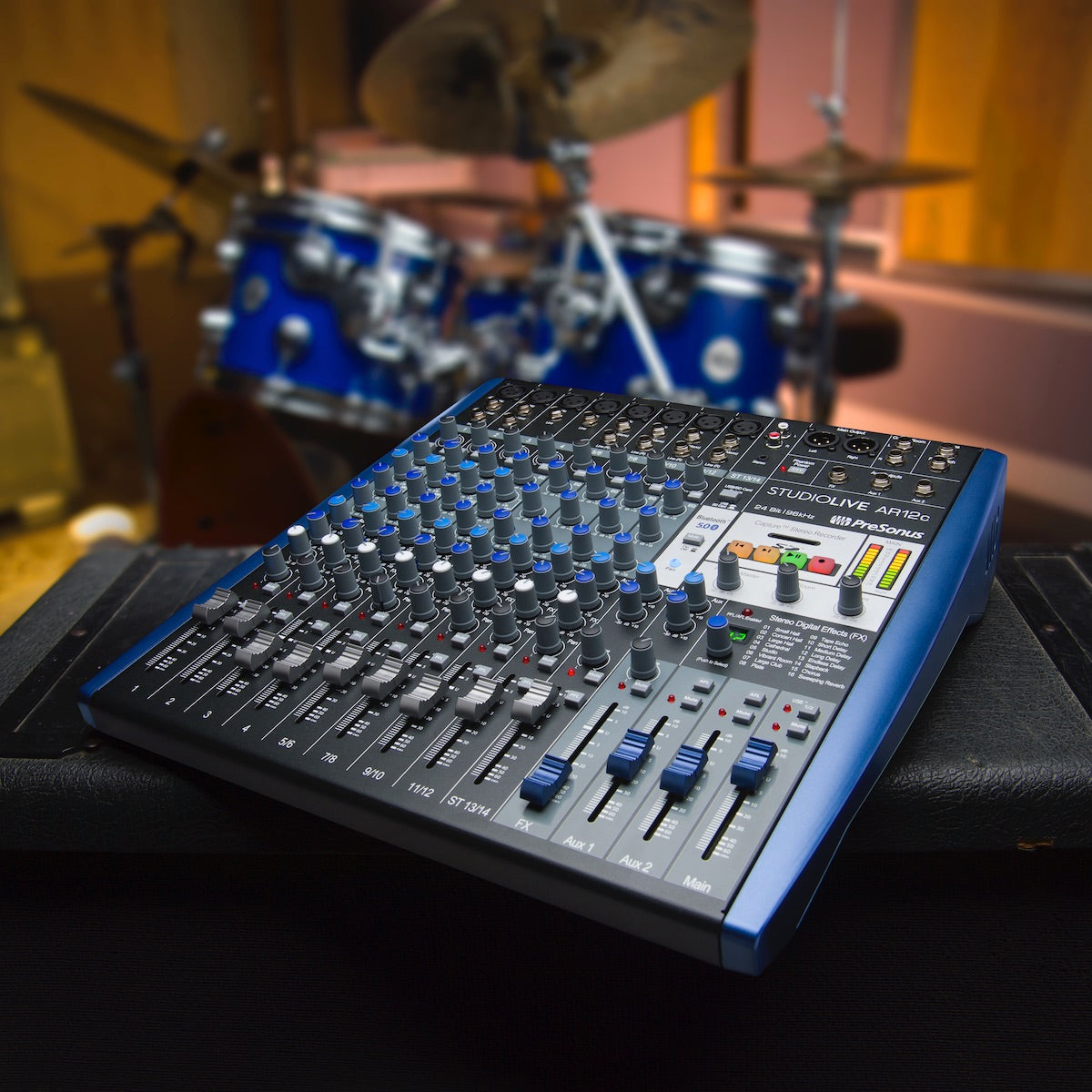 PreSonus StudioLive AR12c - 14-channel Analog USB-C Mixer with Effects, shown in a recording studio
