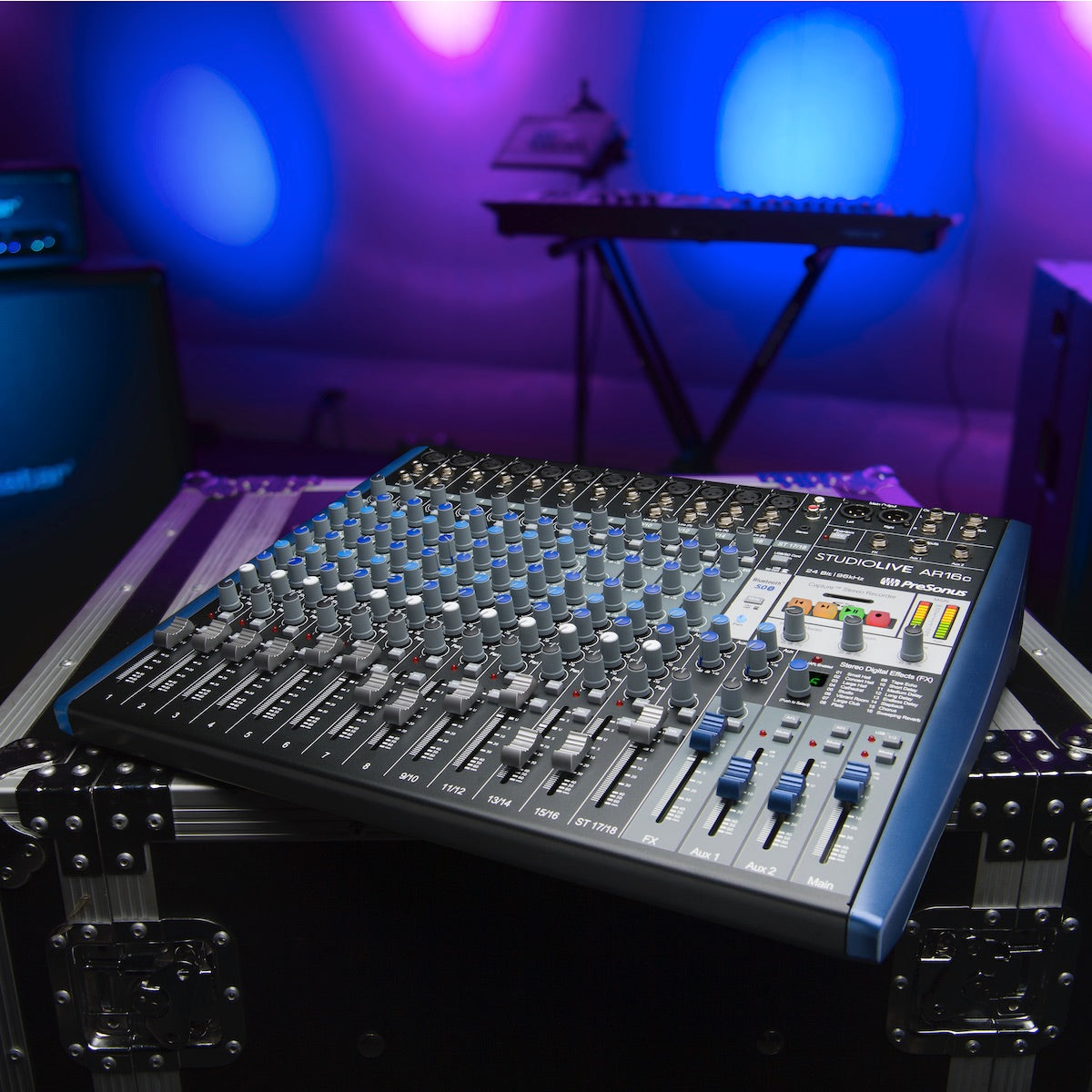 PreSonus StudioLive AR16c - 18-channel Analog USB-C Mixer with Effects, shown in a recording studio