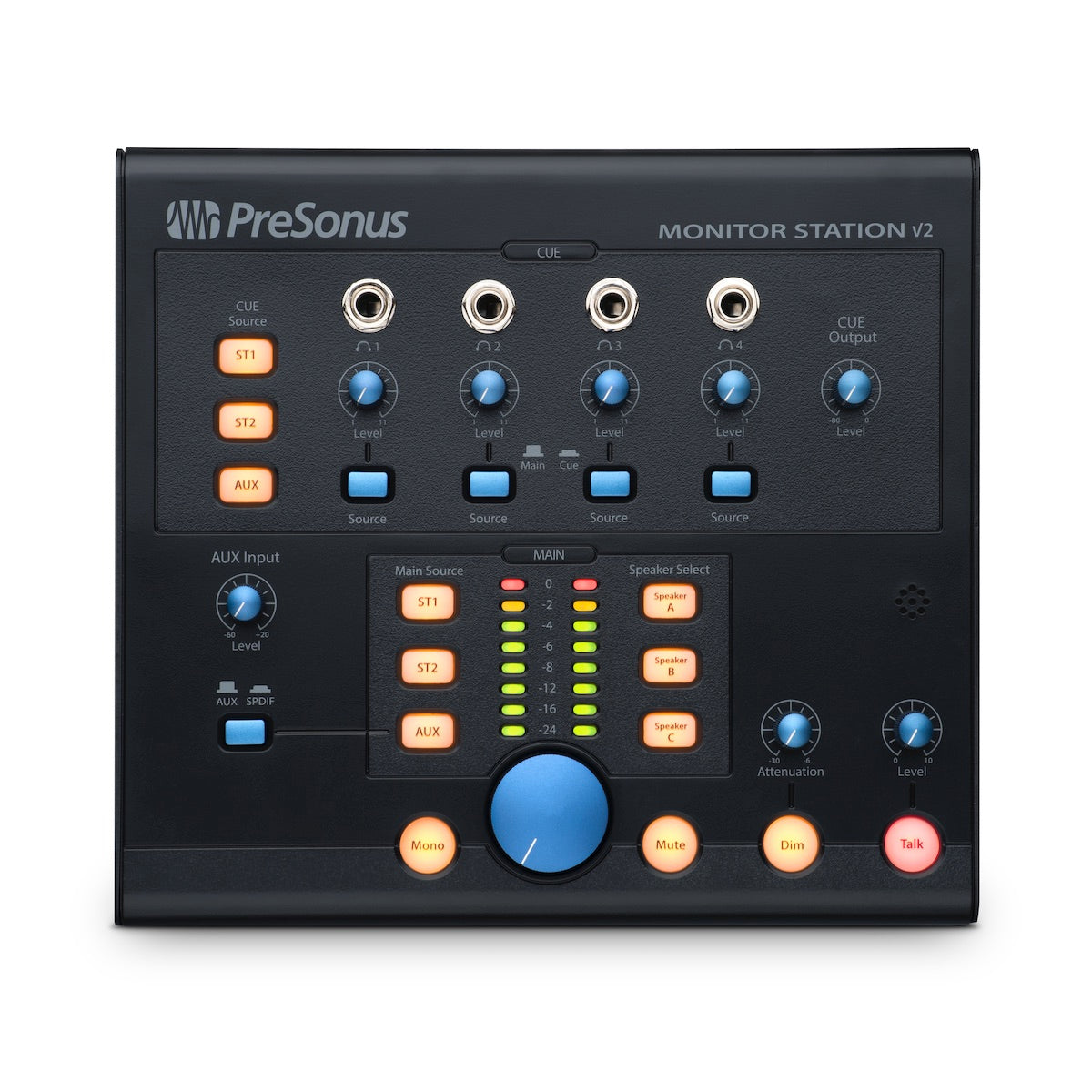 PreSonus Monitor Station 2 - Desktop Studio Control Center with SPDIF input, top