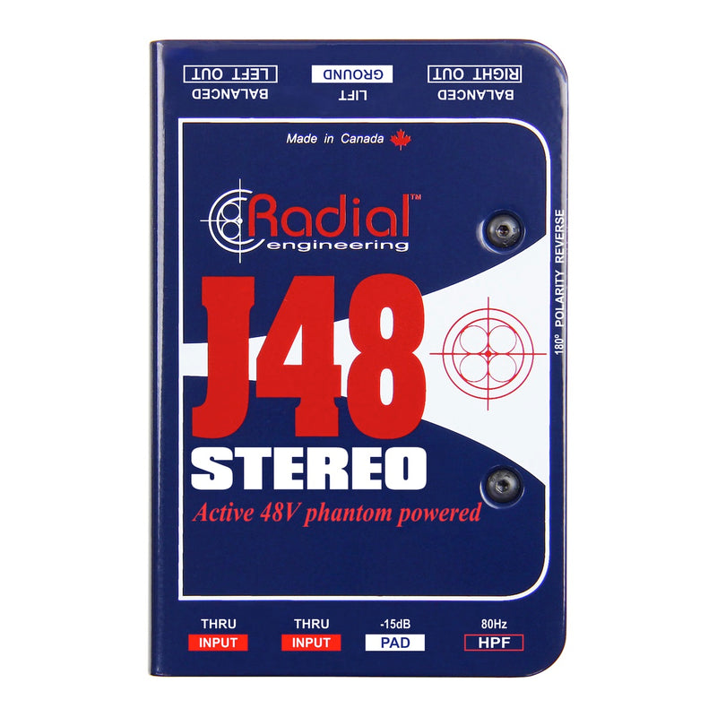 Radial J48 Stereo - Phantom Powered Active Direct Box, top