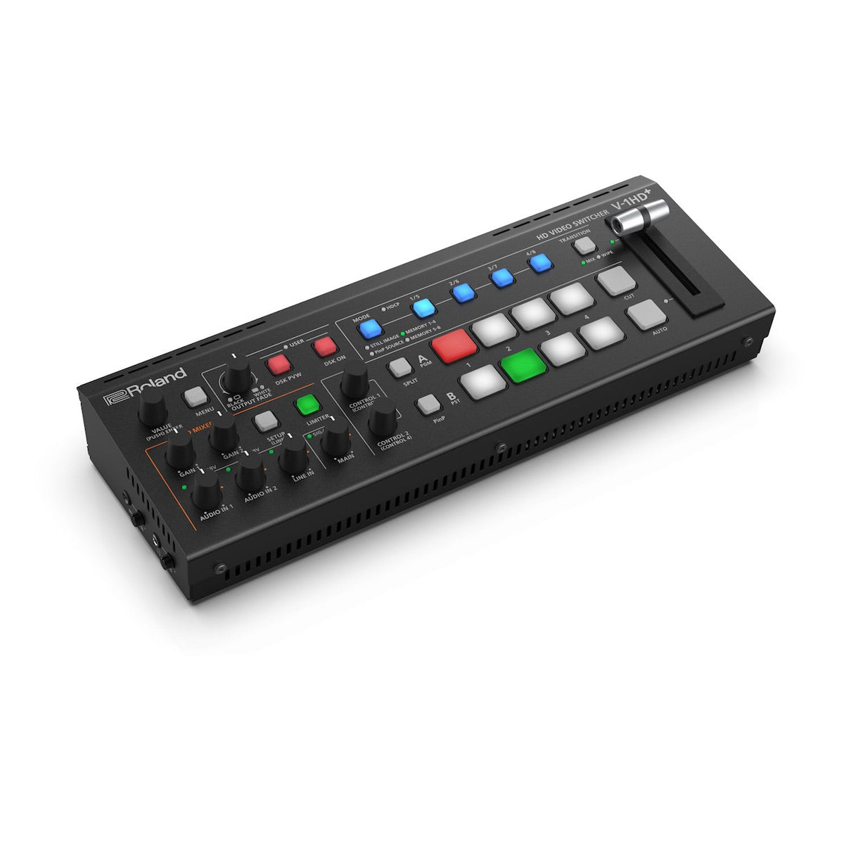 Roland V-1HD+ - HD Video Switcher with 4 HDMI Inputs, left 3/4 view