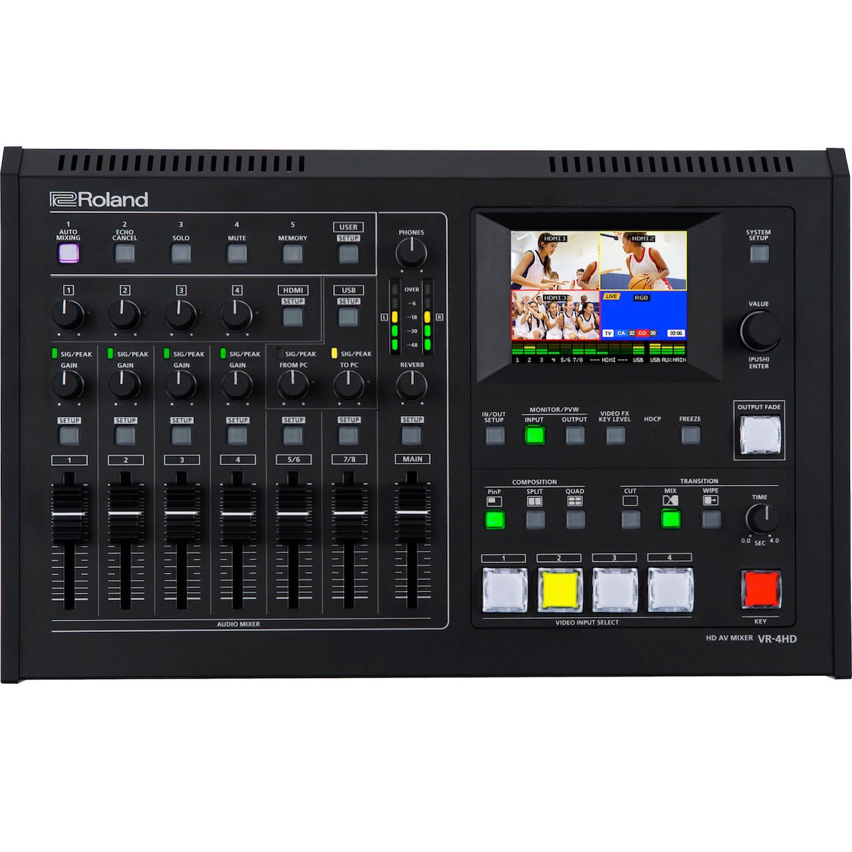 Roland VR-4HD - All-In-One HD AV Mixer with Streaming and Recording, top
