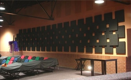 ClearSonic S2224 SORBER Sound Absorption Baffle mounted in an auditorium