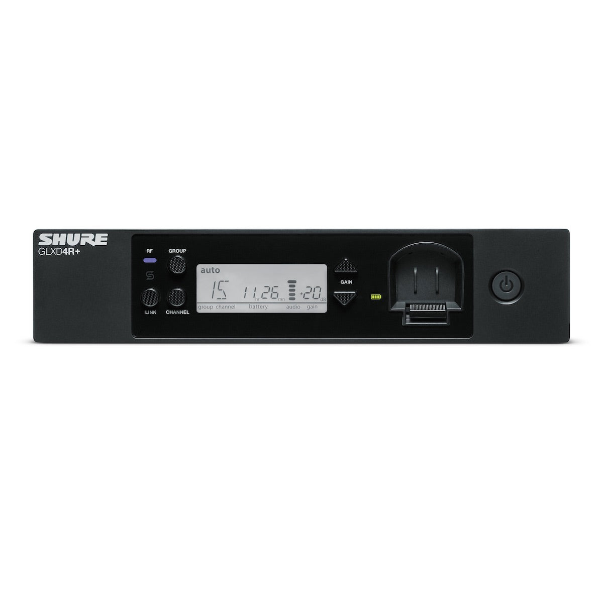 Shure GLXD4R+ Rack Receiver for GLX-D+ Dual Band Wireless, front