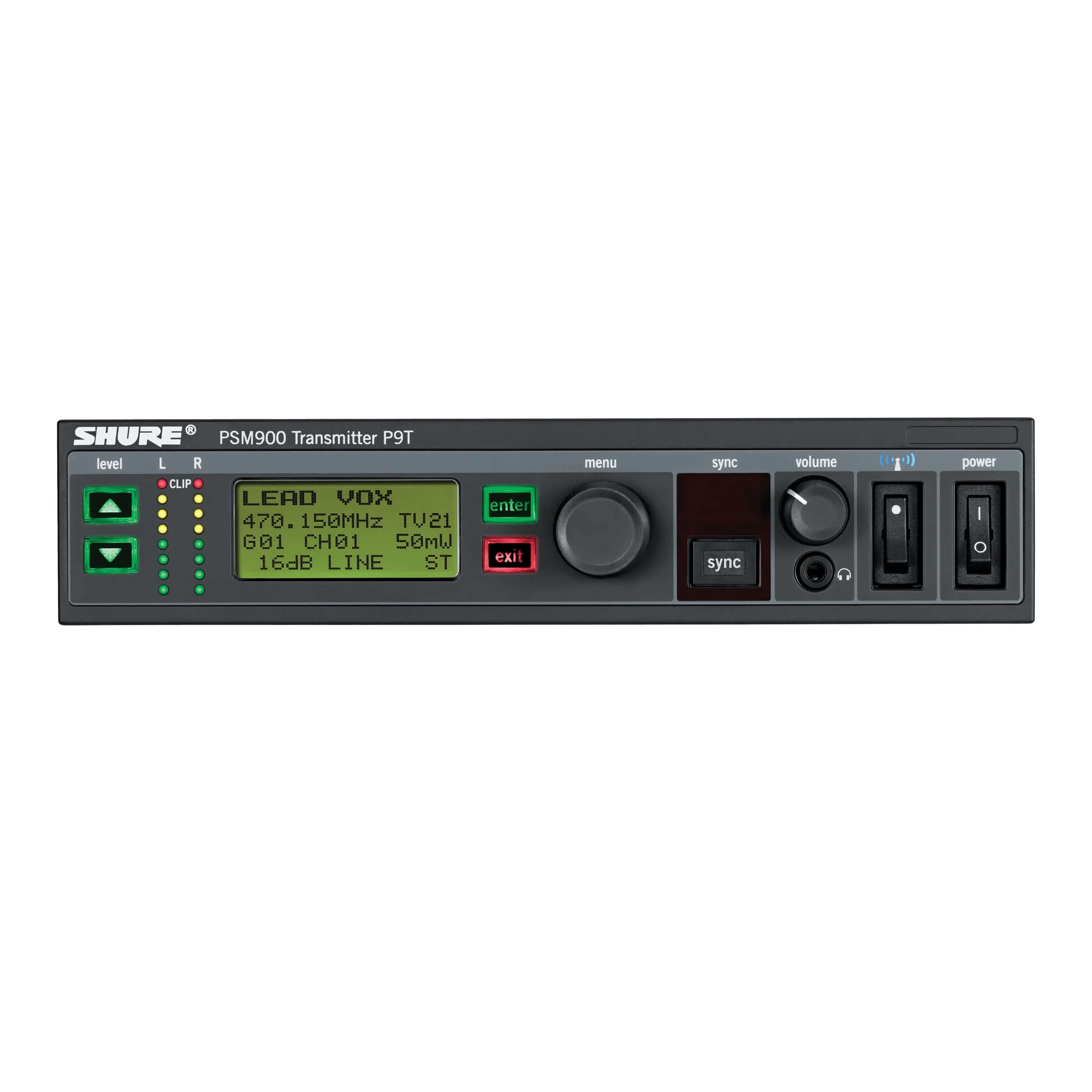 Shure P9T - Wireless Transmitter for PSM 900 Personal Monitor Systems, front