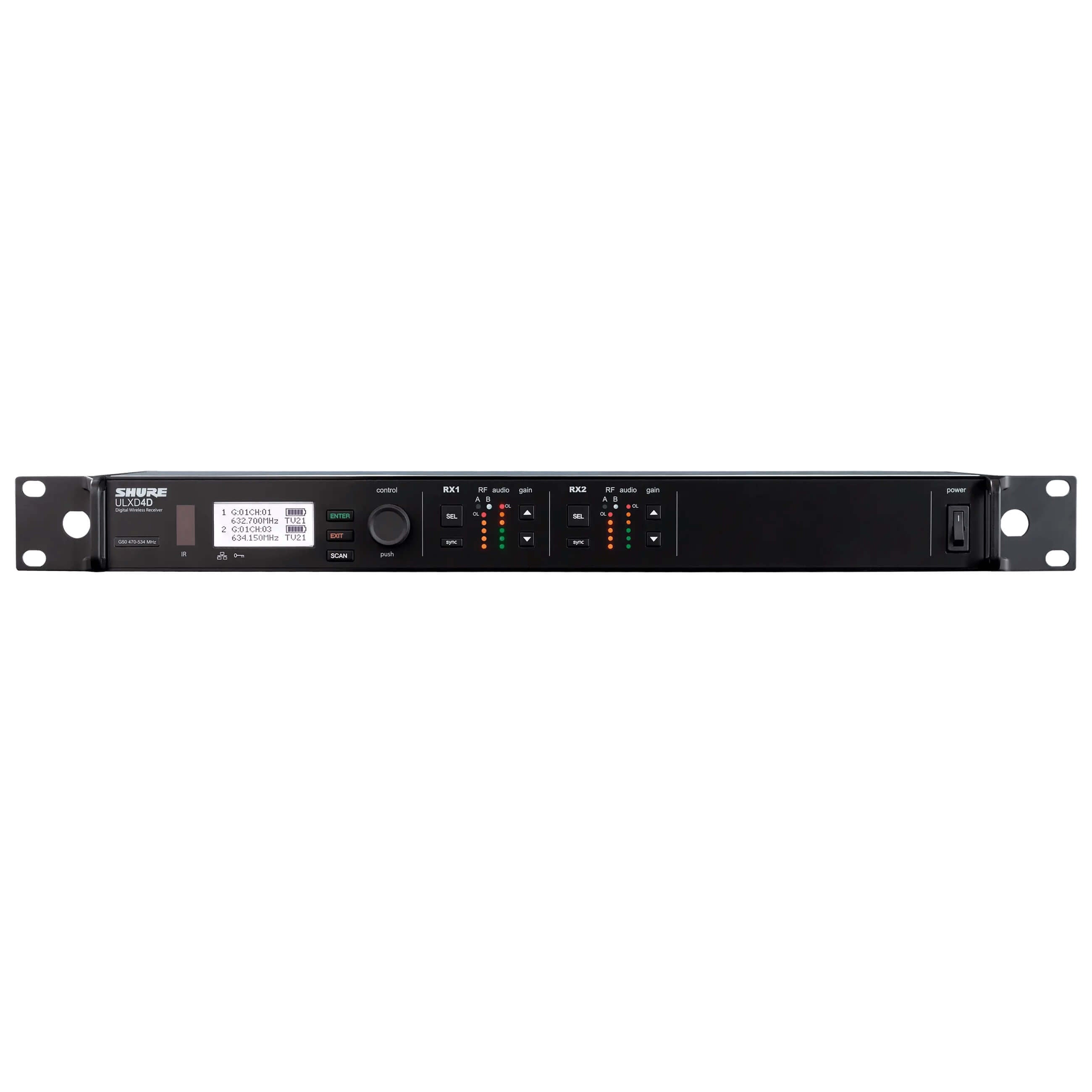Shure ULXD4D - Dual-Channel Digital Wireless Receiver, front