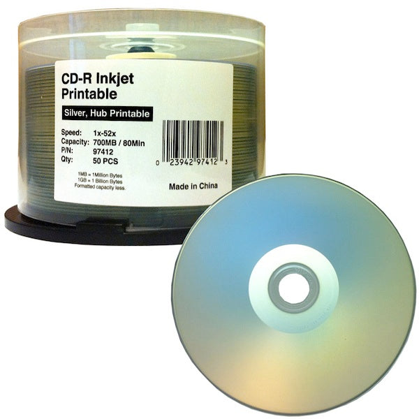 SmartDisc 52x CD-R - Silver Hub, Inkjet Printable, 700 MB, 250 per cas