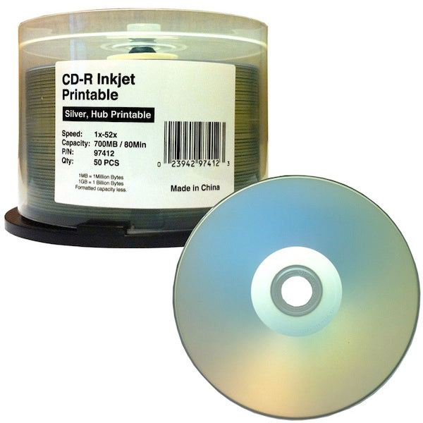 SmartDisc 52x CD-R - Silver Hub, Inkjet Printable, 700 MB, 250 per case