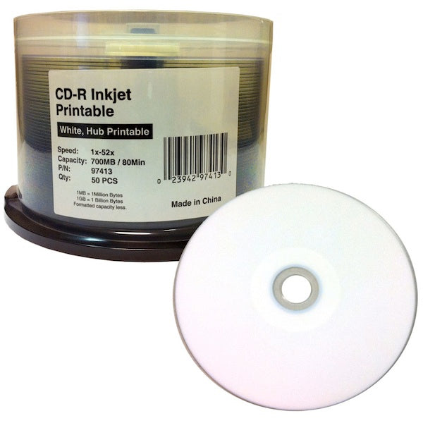 SmartDisc 52x CD-R - White Hub, Inkjet Printable, 700 MB, 250 per case