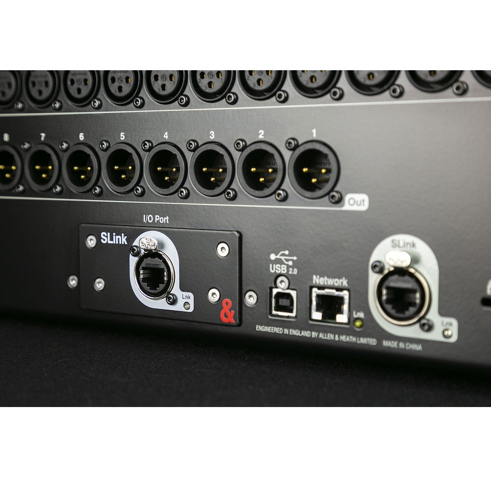 Allen & Heath SQ SLink card for SQ series mixers installed in SQ6 rear I/O Port
