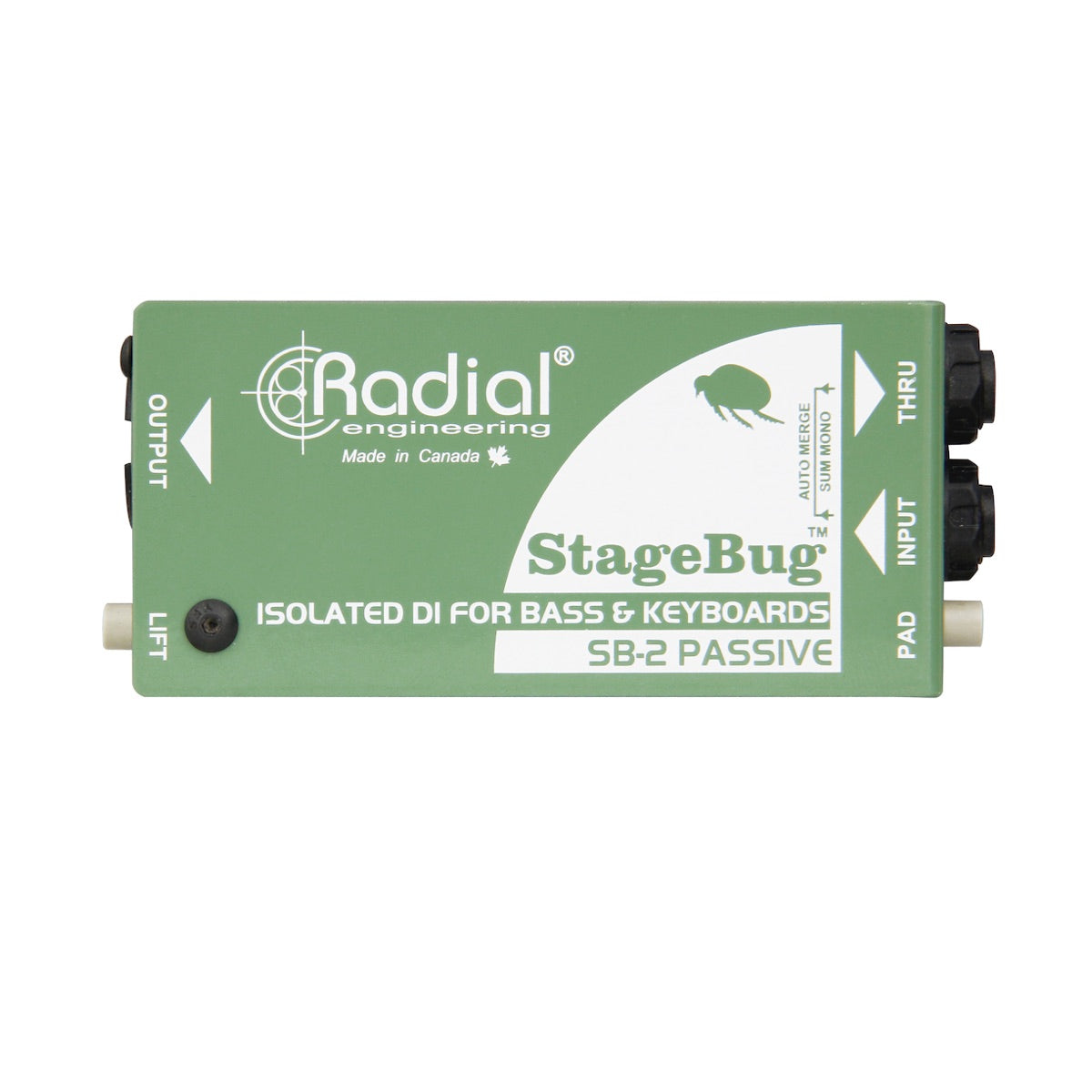 Radial StageBug SB-2 Passive - Compact Direct Box for Bass & Keyboards, top
