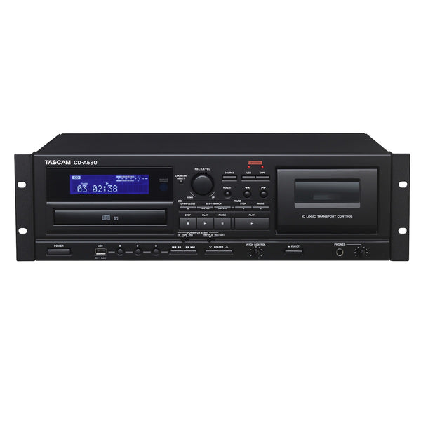 Tascam CD-A580 - Cassette Recorder, CD Player, USB Flash Drive Recorder, front
