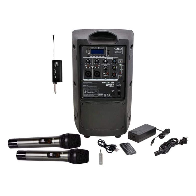 Galaxy Audio TQ8X - Rechargeable Portable PA Speaker System, with 2 wireless handheld mics