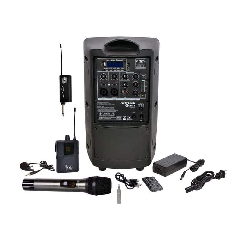 Galaxy Audio TQ8X - Rechargeable Portable PA Speaker System, with 1 wireless handheld and 1 lavalier mic