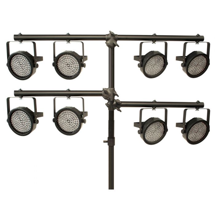 Ultimate Support LT-99B - Lighting Tree with TeleLock Lift-assist, shown with lights, closeup